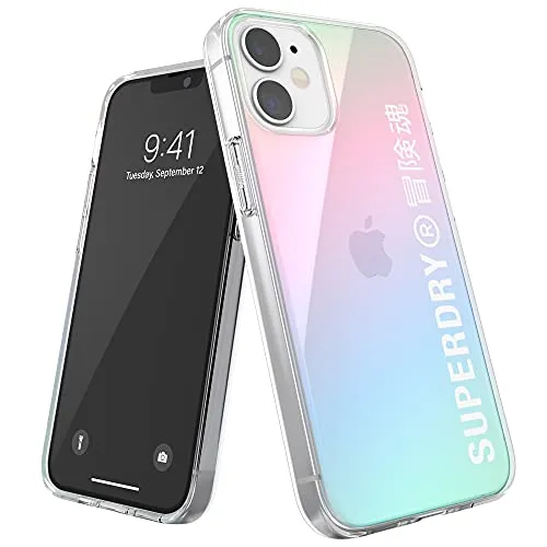 Superdry Custodia compatibile con iPhone 12 Mini 5.4, custodia trasparente per iPhone 12 Mini 5.4, olografico