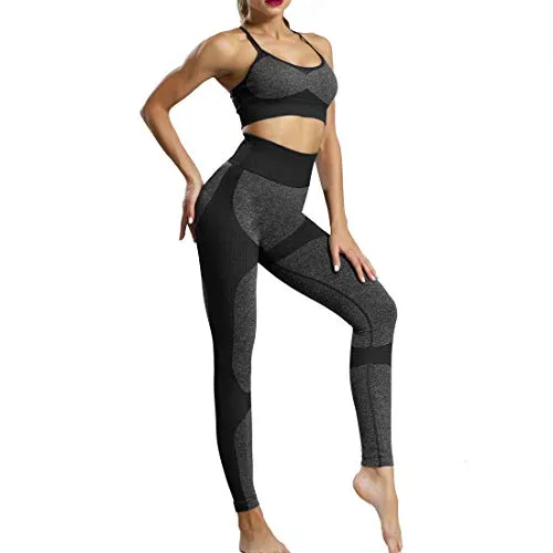 Litthing Completi da yoga,Tuta Sportiva Donna Completa con Reggiseni Push up e Leggings Vita Alta Controllo Della Pancia per Fitness, Tuta Aderente senza Cuciture Comfort