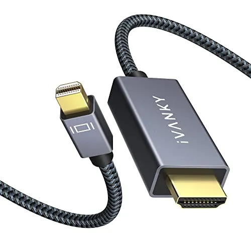 iVANKY Cavo Mini DisplayPort a HDMI [Nylon Intrecciato] Cavo Mini DP a HDMI 1080P Compatibile con Surface Pro, Dell XPS 13-3M/10ft