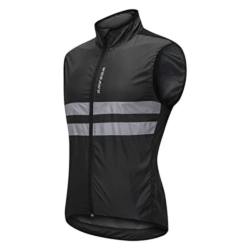 Gilet da Ciclismo da Uomo Senza Maniche Gilet Morbido Traspirante Antivento, Nero,XXL