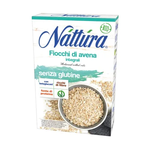 Nattura | Fiocchi di Avena Integrali Vegan | Avena Fiocchi Ricchi di Fibre Fonte di Proteine | Fiocchi di Avena Senza Glutine 1 Confezione da 350 Gr