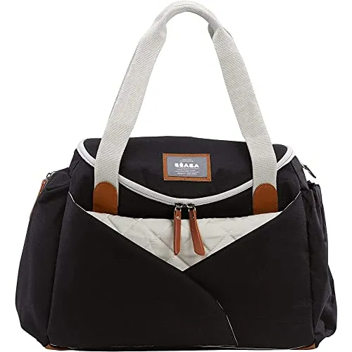 BÉABA - Borsa Fasciatoio Sydney II, Borsone per Pannolini, Materassini per il Cambio dei Neonato, Modulabile, Taschino IsoTermico per Pasti, Sistema di agGancio al Passeggino, Negro