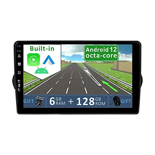 YUNTX [6GB+128GB] Autoradio 2 DIN Android 12 per FIAT Tipo Aegea Egea 2015-2017-[Wireless Carplay/Android Auto/DSP]-IPS 9" Touch Screen-Camera+MiC-DAB/Mirror link/Controllo del volante/BT 5.0/WiFi/USB