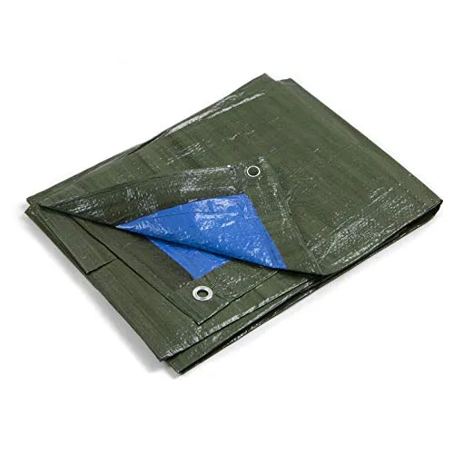 STI Telo OCCHIELLATO 85 gr Verde Blu Impermeabile COPRITUTTO Multiuso Misura 4x6mt