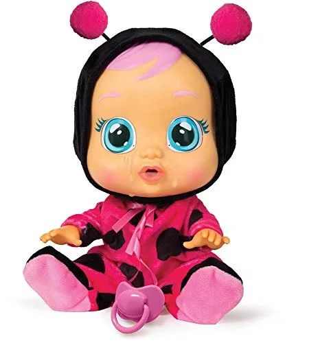 CRY BABIES Lady la coccinella - Bambola interattiva che piange lacrime vere con ciuccio e Pigiama, per Bambini e Bambine dai 2 Anni