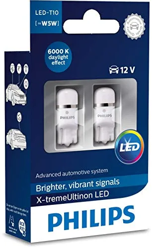 Philips automotive lighting 127996000KX2 X-tremeUltinon LED Luce per abitacolo W5W T10 6000K 12V, 2 Pezzi, 6.000K, Set di 2