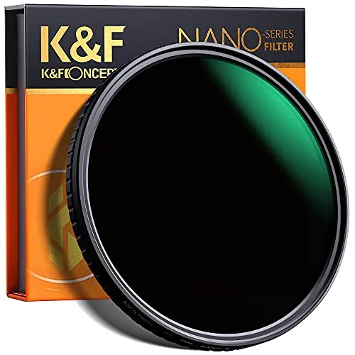 K&F Concept Filtro ND Variabile 62mm ND8-128 (3-7 stop) con Nano-rivestimento a 28 Strati in Vetro ottico per obiettivi 62mm (Nano X)