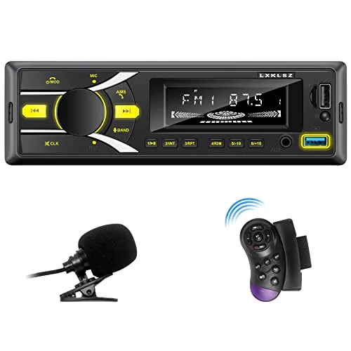Autoradio, LSLYA Autoradio Bluetooth, 1 DIN Autoradio, Vivavoce Bluetooth Chiamate ,Telecomando Radio FM Autoradio con lettore MP3 USB e Bluetooth Impianto Stereo