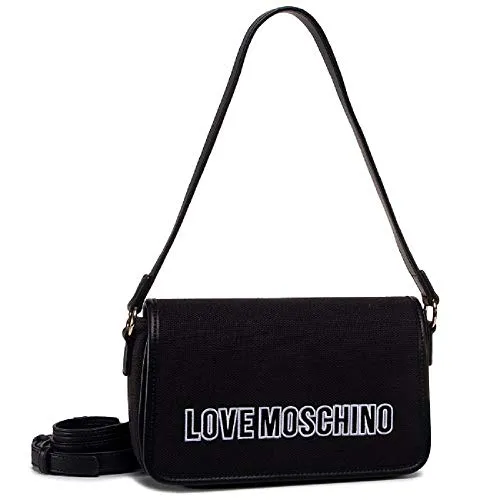 Love Moschino BORSA CANVAS+PU MIX NERO JC4232PP0AKF100A 27,5 x 17 x 8,5 cm