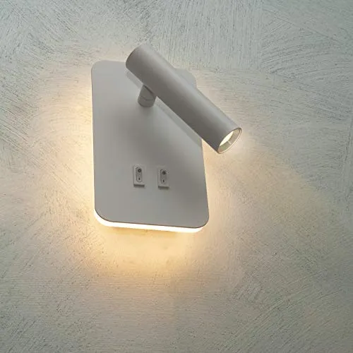 Lampada LED parete applique muro 6W doppia luce comodino lettura letto 2 in 1