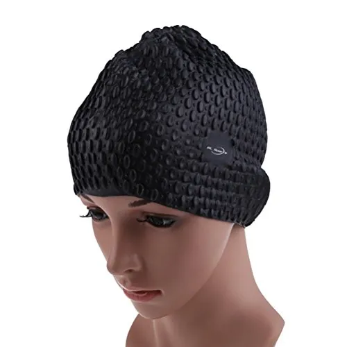 BESPORTBLE Cuffia da Nuoto in Silicone Cappello da Nuoto Impermeabile per Cuffia da Piscina per Capelli Lunghi E Corti per Uomo Adulto Donna Nero