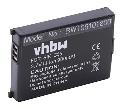 vhbw Li-Ion Batteria 900mAh (3.7V) Compatibile con Telefono Fisso Cordless Siemens Gigaset 4000 Micro, 4000s Micro, 4010 Micro sostituisce Siemens V30145-K1310-X12T.