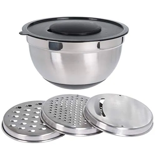 EH Excellent Houseware Ciotola in acciaio inox con set di grattugia, Ø 27 cm