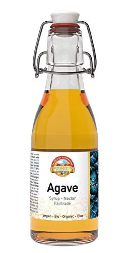 Sciroppo d'agave biologico Fairtrade 200 ml bottiglia di vetro bio richiudibile, alternativa allo zucchero, dolcificante naturale fatto a mano dalle migliori foglie di agave messicana