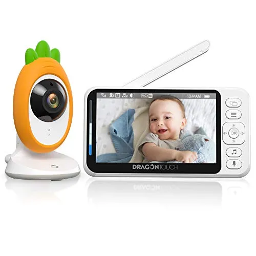Dragon Touch 4.3"Video Baby Monitor, display LCD HD 1080P,Audio bidirezionale,Visione notturna a LED invisibile,modalità VOX,Schermo diviso,8 ninne nanne e monitoraggio della temperatura ambiente