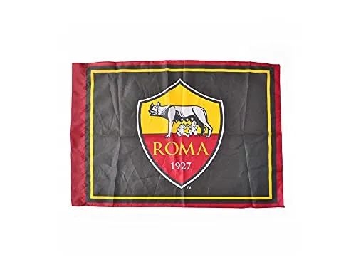 Bandiera Ufficiale Roma. Modello Stemma AS Roma 1927. Colore Nero con contorno rosso. Prodotto su licenza del club. 70x100 cm