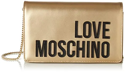 Love Moschino Borsa Metallic Nappa Pu, Pochette da Giorno Donna, Oro (Platino), 13x22x6 cm (W x H x L)