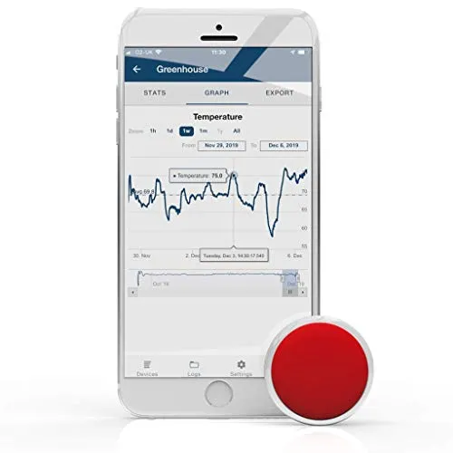 Tempo Disc TM, sensore di temperatura Bluetooth wireless per registrazione dati e monitoraggio remoto della temperatura, compatibile con iOS e Android