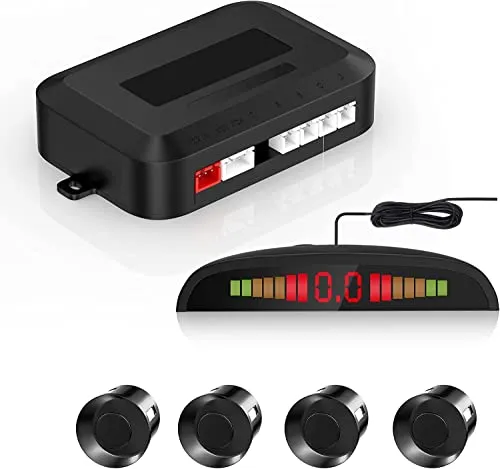 Cocar Sensore di Parcheggio Kit Desplay LED Acustico Auto Reverse Backup di Sistema + 4 Sensori(Nero)
