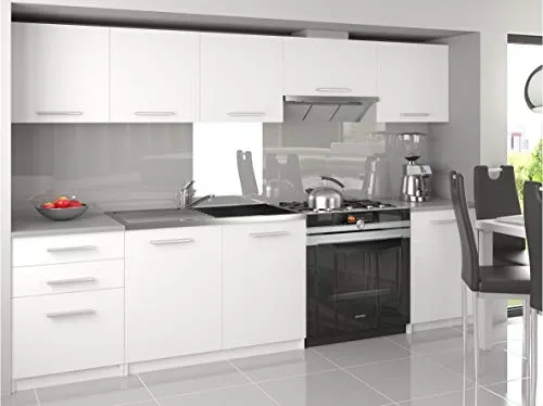 NOVIA | Cucina Lineare Completa 240/180 cm 7 pz | Piano di lavoro INCLUSO | Set di mobili da cucina