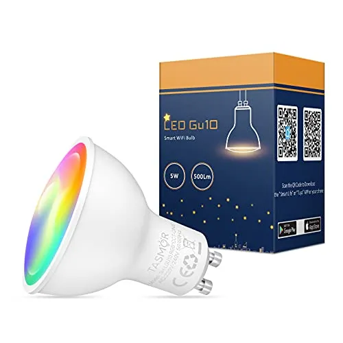 TASMOR Lampadina LED Smart WiFi GU10, Lampadine Intelligence Alexa 5WEquivalenti a 50W 500LM 2700k-6500k Bianco Freddo Caldo+RGB Dimmerabile Colore Cambiano, Compatibile con Alexa Google Home 1 Pezzi