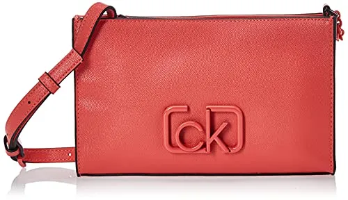 Calvin Klein Ck Signature Ew Crossbody - Borse a tracolla Donna, Rosso (Coral), 1x1x1 cm (W x H L)