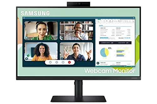 Samsung Monitor S40VA (S24A406), Flat, 24", 1920x1080 (Full HD), Built-in Camera, IPS, 75 Hz, 5 ms, FreeSync, HDMI, USB 3.0, D-Sub, Display Port, Ingresso Audio, Casse integrate, HAS, Pivot