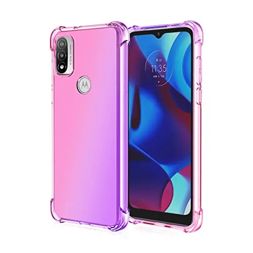 WEIOU TPU Sfumato Cover per Motorola Moto E20 Case, Custodia in Morbida Silicone TPU Anti-Graffio Antiurto Protettiva Shell Bumper (Rosa Viola)