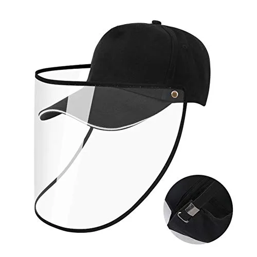 Geekbuzz, cappello da baseball unisex di sicurezza, protezione integrale anti-appannamento, antipolvere, regolabile, con copertura integrale staccabile