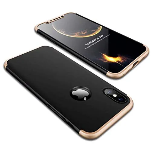 Cover iPhone XS Max,iPhone XS Max Custodia, Alsoar® 360 Full Body Protezione 3 in 1 Hard PC Ultra Sottile Antiurto Anti-Scratch Bumper Protettiva Cover Case per iPhone XS Max 6.5'' (Nero Oro)