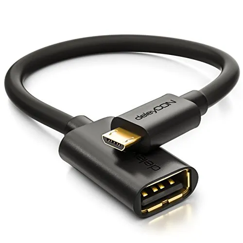 deleyCON 0,2m Adattatore OTG USB 2.0 ad alta Velocità - USB A a USB Micro B - S7 S7 Edge S6 S6 Edge S5 S4 Note 5 4 3 - Nero