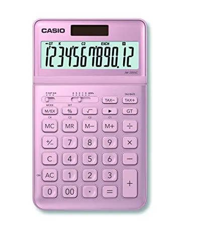 Casio JW-200SC-PK Calcolatrice da Tavolo, Rosa