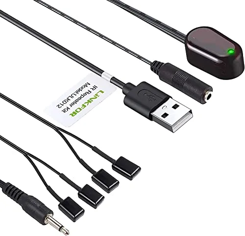 LiNKFOR IR Extender con 1 Ricevitore 2M 5V USB Cavo 4 IR Emettitori 1M IR Sistema Nascosto per Amplificatore Cavo Satellite TV Box Ricevitore Riproduttore CD DVD Blu-Ray