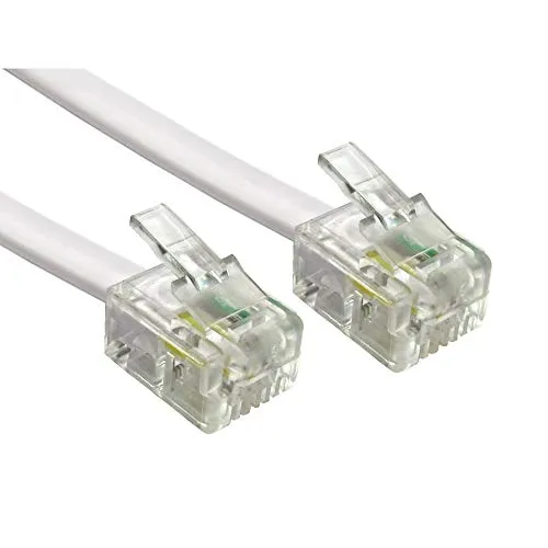 Alida Systems®, cavo ADSL, qualità premium, con pin di contatto placcati oro, alta velocità banda larga, da router o modem a presa telefonica RJ11 o microfiltro, colore: bianco
