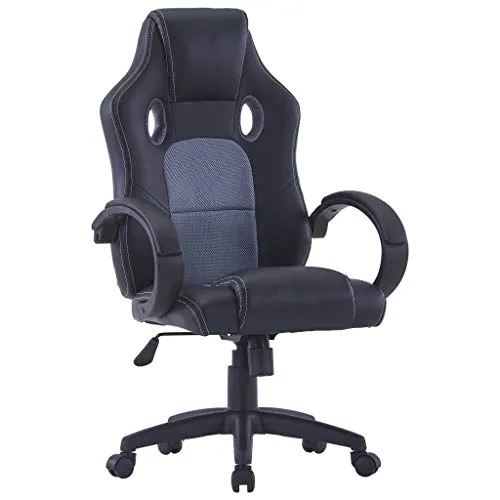 vidaXL Sedia da Gaming Girevole Moderna Robusta Altezza Regolabile Schienale Alto Arredo Computer Poltrona Ufficio Grigia in Similpelle