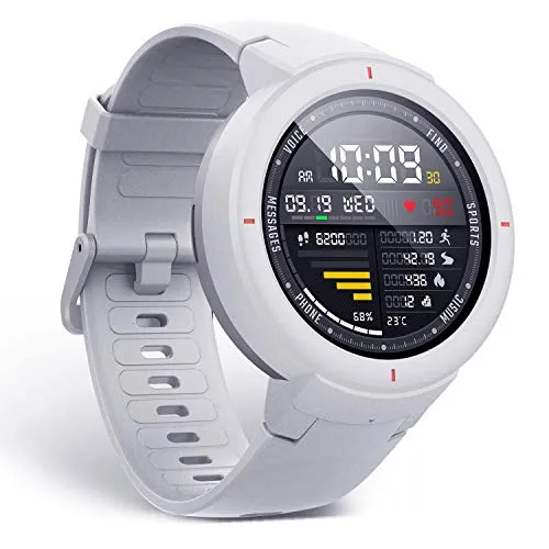 Amazfit Verge Smartwatch Orologio Fitness Tracker, AMOLED da 1,3", 12 Modalità di Allenamento con GPS, IP68 Impermeabile, Monitor del Sonno, Durata della Batteria di 5 Giorni, Bianca