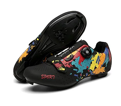 RHSMQ Scarpe da Ciclismo Uomo SPD MTB Sneakers da Bici Sportive Triathlon Professionale(47, Black SPD)