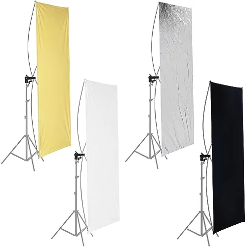 Neewer - Pannello piatto 90 x 180 cm, per riflettere le luci dello studio fotografico, con supporto rotante a 360 gradi e borsa da trasporto – oro/argento e nero/bianco