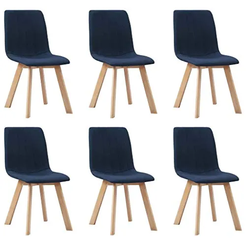 vidaXL - Set di 6 sedie imbottite per sala da pranzo, cucina, salotto, sala da pranzo, in tessuto, colore: blu