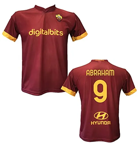 DND DI D'ANDOLFO CIRO Maglia Calcio Home Abraham 9 Roma Replica autorizzata 2021-2022 Taglie da Bambino e Adulto (S (Adulto))