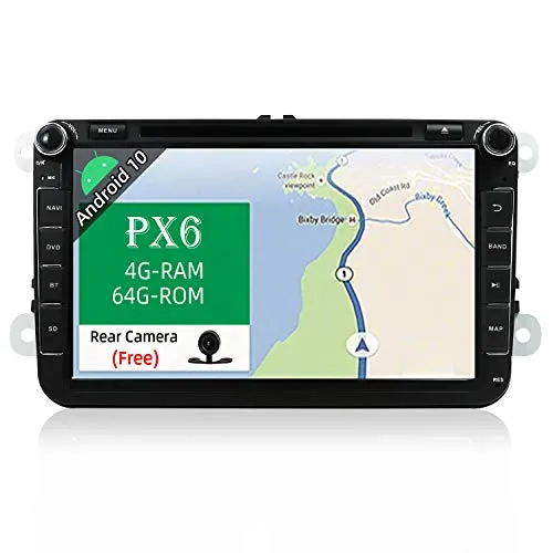 JOYX PX6 Android 10 Autoradio Compatibile con VW Skoda SEAT Golf Polo Jetta Passat Touran - 4G+64G - 2 Din - Camera Canbus GRATUITI - 8” - Supporto DAB HDMI 4K-Video volante 4G WiFi CarAutoPlay BT5.0