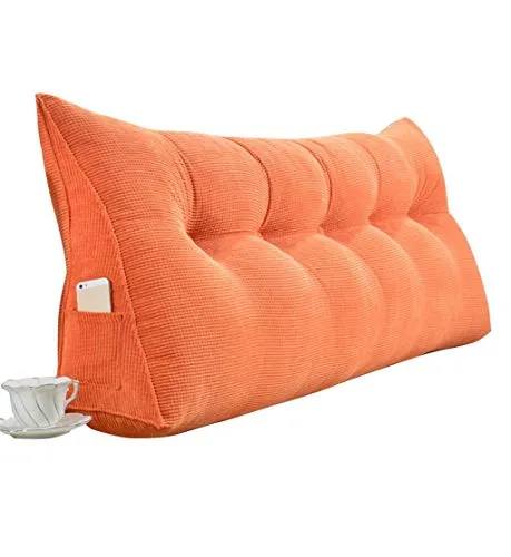 WenBin Cuscino di sostegno per cuscino grande triangolare come cuscino di lettura Cuscino per cuscino lombare Cuscino per testiera Letto imbottito per letto Schienale rimovibile lavabile (arancione) (