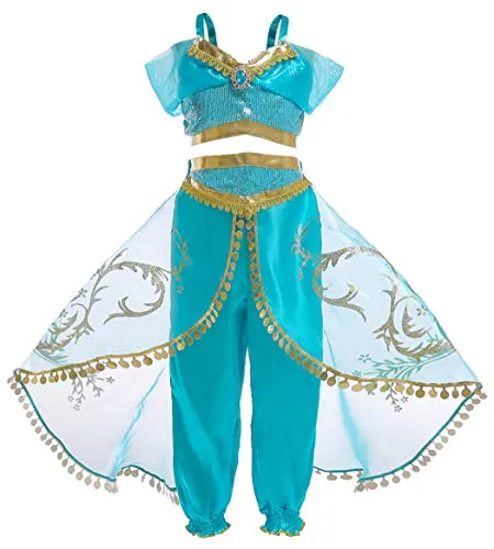 AmzBarley Vestito Costume Bambina Ragazze Principessa Vestire Aladdin Costumi Festa Compleanno Halloween Cosplay Carnevale Abiti