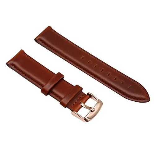 cinturino in pelle cinturino classico per le donne 17 millimetri elegante cinturino marrone sostituzione finitura semi-lucida