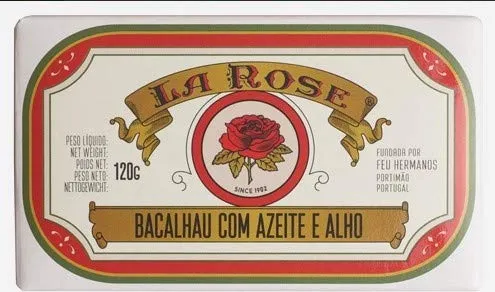 La Rose - Baccalà con Olio d'oliva e Aglio / Prodotto Gourmet del Portogallo - 5 x 120 gr Pack