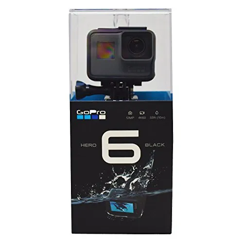 GoPro HERO6 Videocamera di azione (4K, 12 MP, robusta e sommergibile fino a 10 m senza custodia, touchscreen da 2 "), Nero