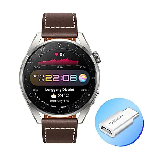 HUAWEI WATCH 3 Pro CLASSIC - Smartwatch 4G AMOLED 1,43 pollici, AP52, chiamata eSIM, batteria fino a 3 giorni, saturazione ossigeno, frequenza cardiaca 24/7, GPS, 5ATM, cinturino pelle Brown