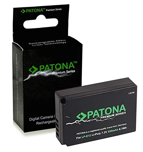 PATONA Premium Batteria LP-E12 Compatibile con Canon EOS 100D, EOS M, M2, M10, M50, Rebel SL1