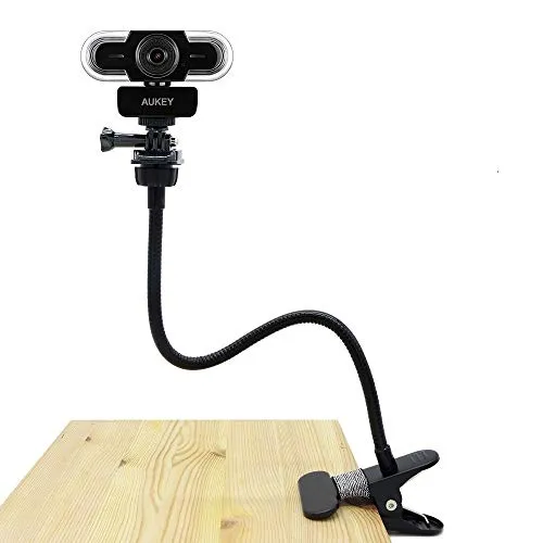 Clip webcam, supporto flessibile per Aukey webcam, 2 K HD 1080p con autofocus (filettatura 1/10,2 cm)