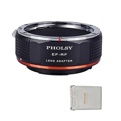 PHOLSY Adattatore di Montaggio Lente EF-RF Messa a Fuoco Manuale Compatibile con Obiettivi Canon EOS EF EF-S e Corpo Fotocamera Canon RF, EOS R, R6 II, R7, R8, R10, R3, R5, R5C, R6, RP, R50, R100